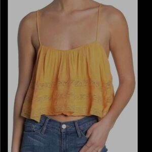 Free People A-Line Orange Lace Home Again Women's Crop Top Size Large New